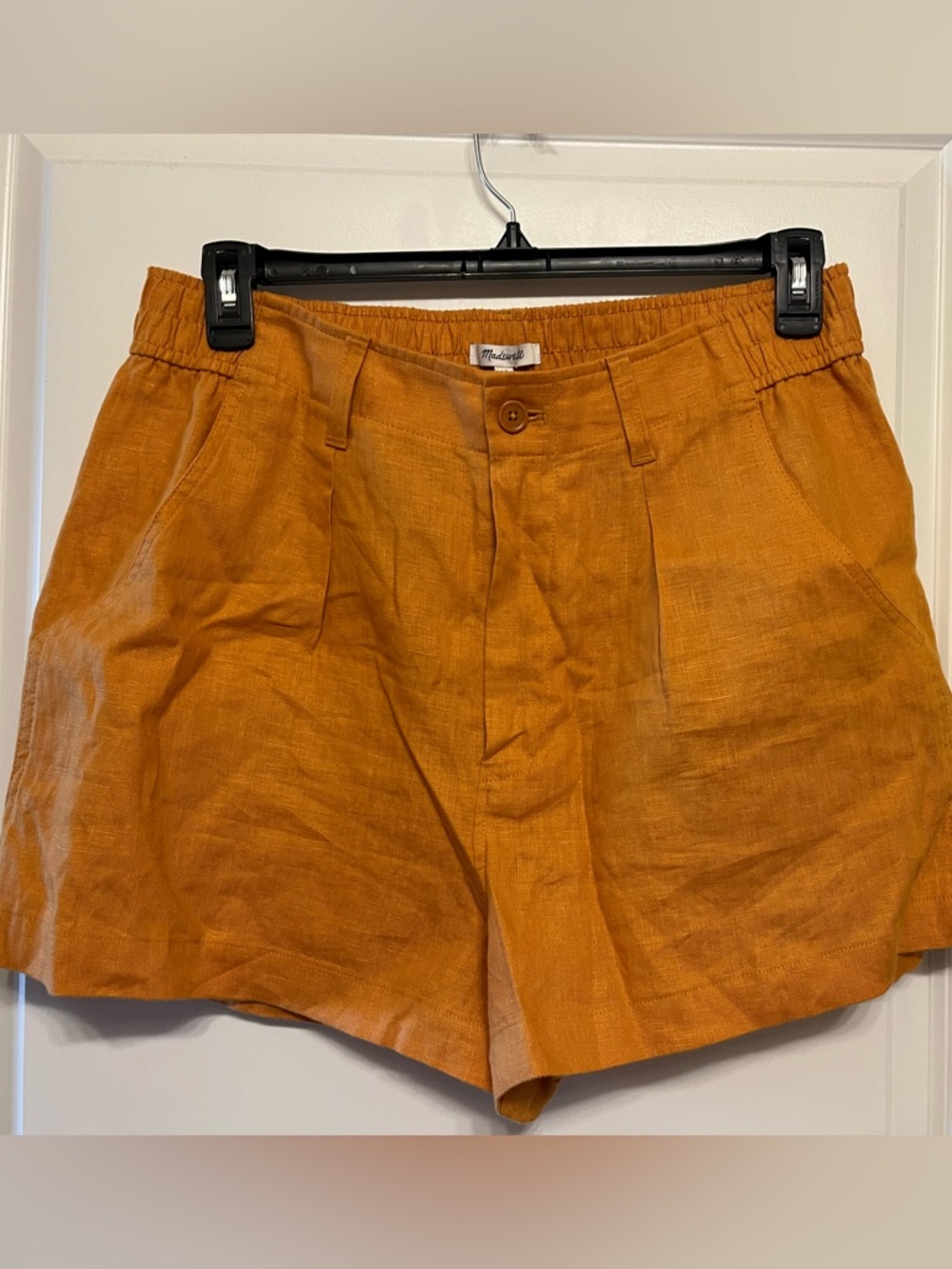 Madewell The Neale Short in 100% Linen Womens Size 12 NWT Orange